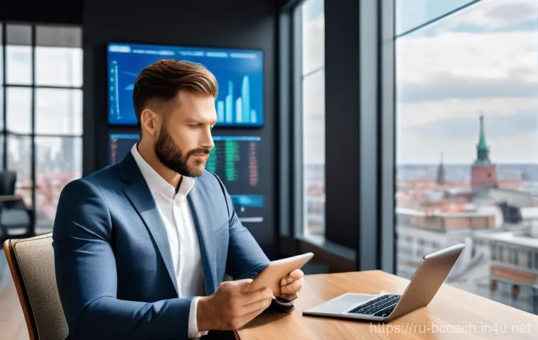 비즈니스 코칭과 커뮤니케이션 기술 - **"A confident male business coach, dressed in a sharp, modern business suit, is actively engaged in...