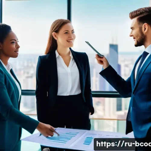 비즈니스 코칭과 경력 코칭 비교 - **Prompt:** A dynamic scene depicting a diverse team of young professionals (three men, three women,...