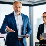 Home 21 비즈니스 코칭의 도입 효과 - A professional Russian business coach conducting a leadership development session in a modern office...